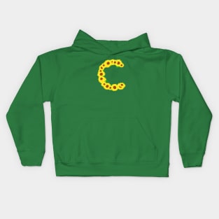 Sunflowers Initial Letter C (Black Background) Kids Hoodie